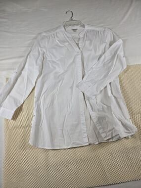 Est 1846 Unique White Blouse Button Up cotton Size Large With Side Eyelets
